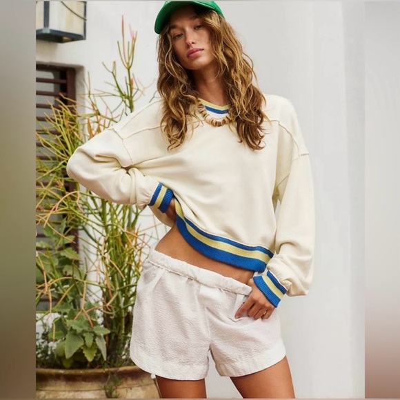 Free People Tops - ▪️NWT Free People Rio Sweatshirt in Ivory Combo-L